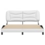 Estructura de cama cabecero cuero sintético blanco 160x200 cm de , Camas y somieres - Ref: Foro24-3208010, Precio: 236,37 €, ...