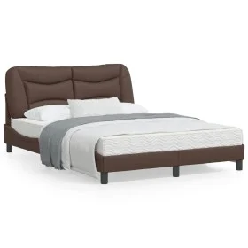 Estructura de cama cabecero cuero sintético marrón 140x200 cm de , Camas y somieres - Ref: Foro24-3208004, Precio: 250,34 €, ...