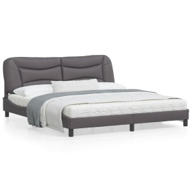 Estructura de cama con cabecero cuero sintético gris 180x200cm de , Camas y somieres - Ref: Foro24-3208019, Precio: 254,00 €,...