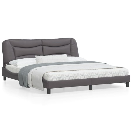 Estructura de cama con cabecero cuero sintético gris 180x200cm de , Camas y somieres - Ref: Foro24-3208019, Precio: 254,00 €,...