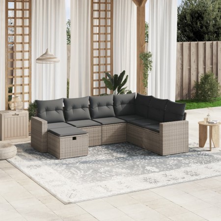 Set de sofás de jardín 7 piezas con cojines ratán PE gris de , Conjuntos de jardín - Ref: Foro24-3263526, Precio: 416,18 €, D...