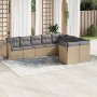 Set de sofás de jardín 9 pzas con cojines ratán sintético beige en Conjuntos de jardín | Comprar online en Foru.es