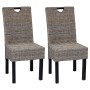 Sillas de comedor 2 unidades ratán kubu y madera de mango en Sillas de comedor | Comprar online en Foru.es