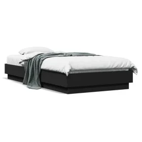 Estructura de cama con luces LED negro 75x190 cm de , Camas y somieres - Ref: Foro24-839547, Precio: 100,14 €, Descuento: %