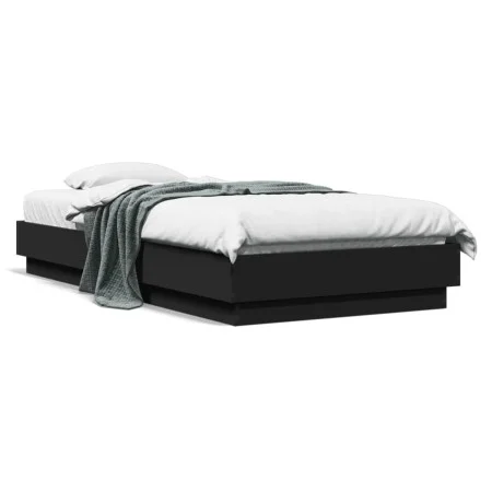 Estructura de cama con luces LED negro 75x190 cm de , Camas y somieres - Ref: Foro24-839547, Precio: 100,14 €, Descuento: %