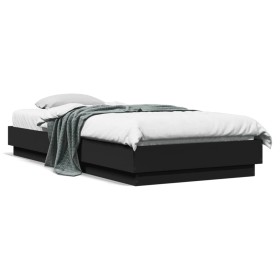 Estructura de cama con luces LED negro 100x200 cm de , Camas y somieres - Ref: Foro24-839505, Precio: 114,18 €, Descuento: %