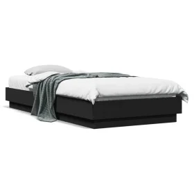 Estructura de cama con luces LED negro 100x200 cm de , Camas y somieres - Ref: Foro24-839505, Precio: 112,68 €, Descuento: %