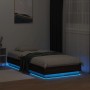 Estructura de cama con luces LED roble marrón 90x190 cm de , Camas y somieres - Ref: Foro24-839545, Precio: 103,12 €, Descuen...