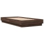 Estructura de cama con luces LED roble marrón 90x190 cm de , Camas y somieres - Ref: Foro24-839545, Precio: 103,12 €, Descuen...