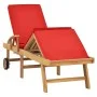 Solid teak wood sun lounger with red cushion by vidaXL, Loungers - Ref: Foro24-48026, Price: 218,25 €, Discount: %