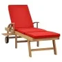 Solid teak wood sun lounger with red cushion by vidaXL, Loungers - Ref: Foro24-48026, Price: 218,25 €, Discount: %