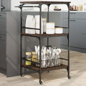 Brown oak engineered wood kitchen cart 60.5x50x105cm by , Kitchen and dining carts - Ref: Foro24-842340, Price: 62,97 €, Disc...