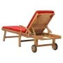 Solid teak wood sun lounger with red cushion by vidaXL, Loungers - Ref: Foro24-48026, Price: 218,25 €, Discount: %