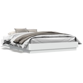 Estructura de cama con luces LED blanco 150x200 cm de , Camas y somieres - Ref: Foro24-3209786, Precio: 157,18 €, Descuento: %