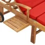 Solid teak wood sun lounger with red cushion by vidaXL, Loungers - Ref: Foro24-48026, Price: 218,25 €, Discount: %