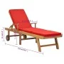 Solid teak wood sun lounger with red cushion by vidaXL, Loungers - Ref: Foro24-48026, Price: 218,25 €, Discount: %