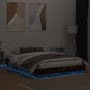 Estructura de cama con luces LED roble ahumado 150x200 cm de , Camas y somieres - Ref: Foro24-3209790, Precio: 179,52 €, Desc...