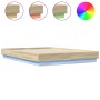 Estructura de cama con luces LED roble Sonoma 120x200 cm de , Camas y somieres - Ref: Foro24-3209802, Precio: 137,02 €, Descu...