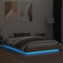 Estructura de cama con luces LED roble Sonoma 120x200 cm de , Camas y somieres - Ref: Foro24-3209802, Precio: 137,02 €, Descu...