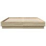 Estructura de cama con luces LED roble Sonoma 120x200 cm de , Camas y somieres - Ref: Foro24-3209802, Precio: 137,02 €, Descu...