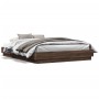 Estructura de cama con luces LED roble marrón 150x200 cm de , Camas y somieres - Ref: Foro24-3209792, Precio: 183,85 €, Descu...