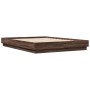 Estructura de cama con luces LED roble marrón 150x200 cm de , Camas y somieres - Ref: Foro24-3209792, Precio: 183,85 €, Descu...