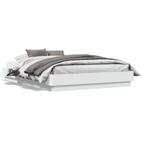Estructura de cama con luces LED blanco 135x190 cm de , Camas y somieres - Ref: Foro24-3209814, Precio: 151,81 €, Descuento: %