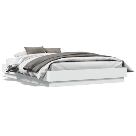 Estructura de cama con luces LED blanco 135x190 cm de , Camas y somieres - Ref: Foro24-3209814, Precio: 151,81 €, Descuento: %