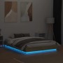 Estructura de cama con luces LED roble Sonoma 135x190 cm de , Camas y somieres - Ref: Foro24-3209816, Precio: 139,00 €, Descu...