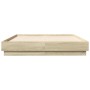 Estructura de cama con luces LED roble Sonoma 135x190 cm de , Camas y somieres - Ref: Foro24-3209816, Precio: 139,00 €, Descu...