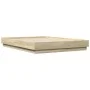 Estructura de cama con luces LED roble Sonoma 135x190 cm de , Camas y somieres - Ref: Foro24-3209816, Precio: 137,30 €, Descu...