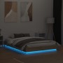 Estructura de cama con luces LED roble Sonoma 140x190 cm de , Camas y somieres - Ref: Foro24-3209809, Precio: 145,19 €, Descu...