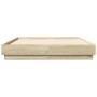 Estructura de cama con luces LED roble Sonoma 140x190 cm de , Camas y somieres - Ref: Foro24-3209809, Precio: 145,19 €, Descu...