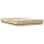 Estructura de cama con luces LED roble Sonoma 140x190 cm de , Camas y somieres - Ref: Foro24-3209809, Precio: 143,37 €, Descu...