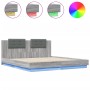 Estructura de cama cabecero luces LED gris Sonoma 160x200 cm de , Camas y somieres - Ref: Foro24-3210001, Precio: 222,91 €, D...