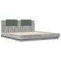 Estructura de cama cabecero luces LED gris Sonoma 160x200 cm de , Camas y somieres - Ref: Foro24-3210001, Precio: 222,91 €, D...