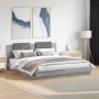 Estructura de cama cabecero luces LED gris Sonoma 160x200 cm de , Camas y somieres - Ref: Foro24-3210001, Precio: 222,91 €, D...