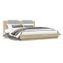 Estructura de cama cabecero luces LED roble Sonoma 180x200 cm de , Camas y somieres - Ref: Foro24-3209991, Precio: 239,59 €, ...