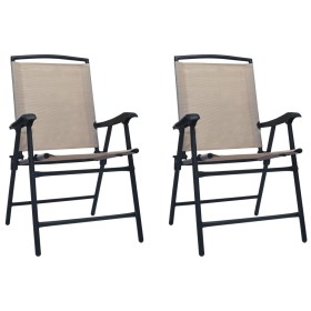 Sillas plegables de jardín 2 unidades textilene gris taupe de vidaXL, Sillas de jardín - Ref: Foro24-47925, Precio: 90,76 €, ...