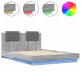 Estructura de cama cabecero luces LED gris Sonoma 120x200 cm de , Camas y somieres - Ref: Foro24-3210022, Precio: 187,83 €, D...