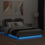 Estructura de cama cabecero luces LED gris Sonoma 120x200 cm de , Camas y somieres - Ref: Foro24-3210022, Precio: 187,83 €, D...