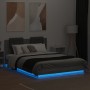 Estructura de cama cabecero luces LED gris Sonoma 140x200 cm de , Camas y somieres - Ref: Foro24-3210015, Precio: 196,41 €, D...