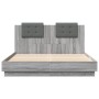 Estructura de cama cabecero luces LED gris Sonoma 150x200 cm de , Camas y somieres - Ref: Foro24-3210008, Precio: 199,83 €, D...