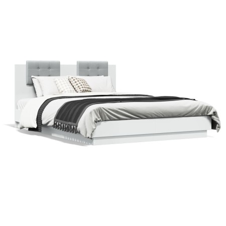 Estructura de cama con cabecero y luces LED blanco 120x200 cm de , Camas y somieres - Ref: Foro24-3210017, Precio: 195,72 €, ...
