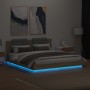 Estructura de cama cabecero luces LED roble Sonoma 160x200 cm de , Camas y somieres - Ref: Foro24-3209998, Precio: 200,47 €, ...