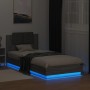 Estructura de cama cabecero luces LED gris Sonoma 90x200 cm de , Camas y somieres - Ref: Foro24-3210036, Precio: 170,61 €, De...