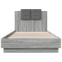 Estructura de cama cabecero luces LED gris Sonoma 90x200 cm de , Camas y somieres - Ref: Foro24-3210036, Precio: 170,61 €, De...