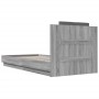 Estructura de cama cabecero luces LED gris Sonoma 90x200 cm de , Camas y somieres - Ref: Foro24-3210036, Precio: 170,61 €, De...