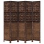 Biombo separador de 5 paneles madera paulownia marrón oscuro de , Divisores de ambientes - Ref: Foro24-358711, Precio: 154,00...