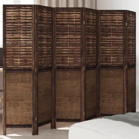 Dark brown paulownia wood 6-panel dividing screen by , Room dividers - Ref: Foro24-358713, Price: 160,88 €, Discount: %
